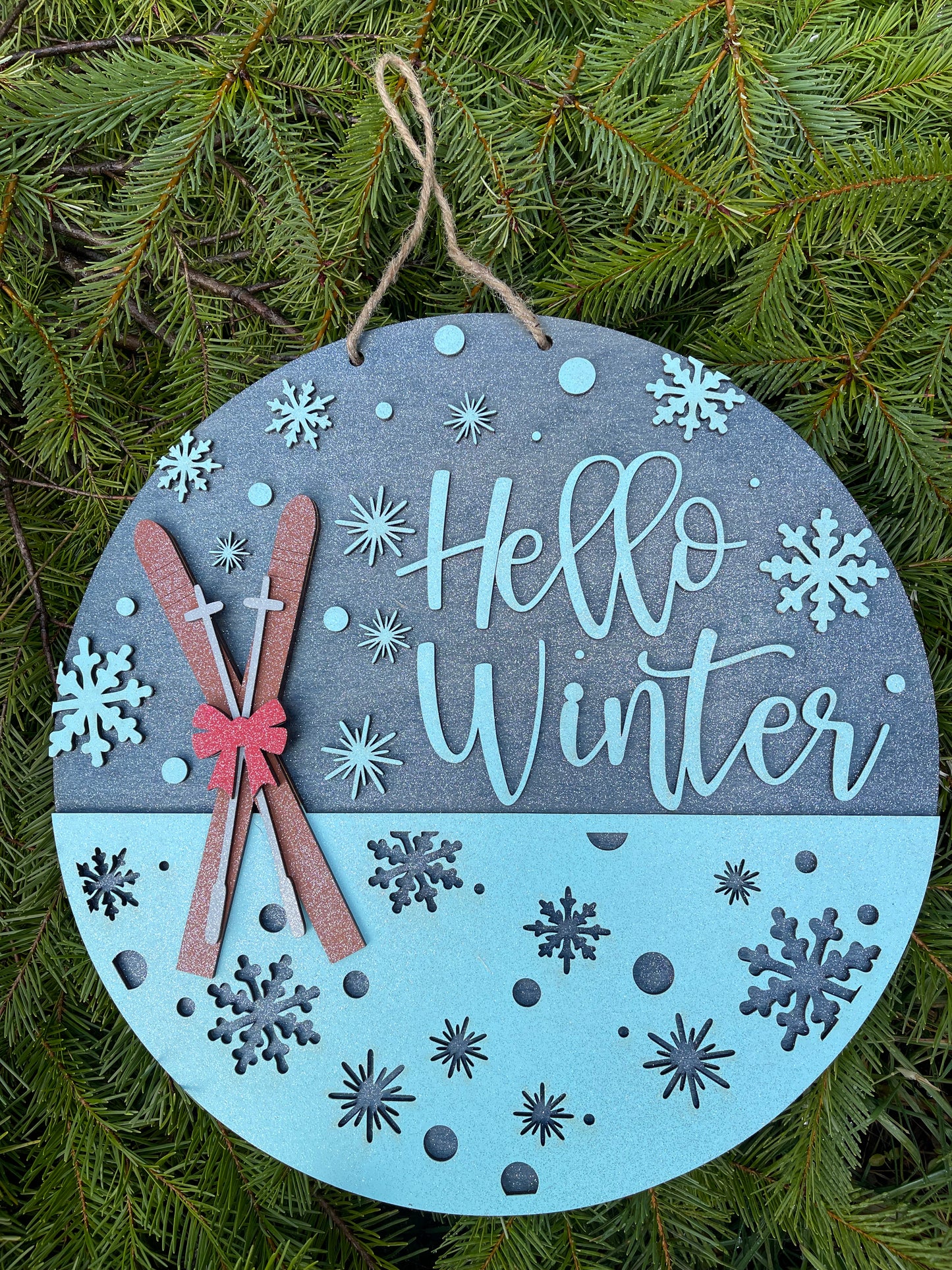 Winter Wishes Holiday Door Sign, Sledding sign