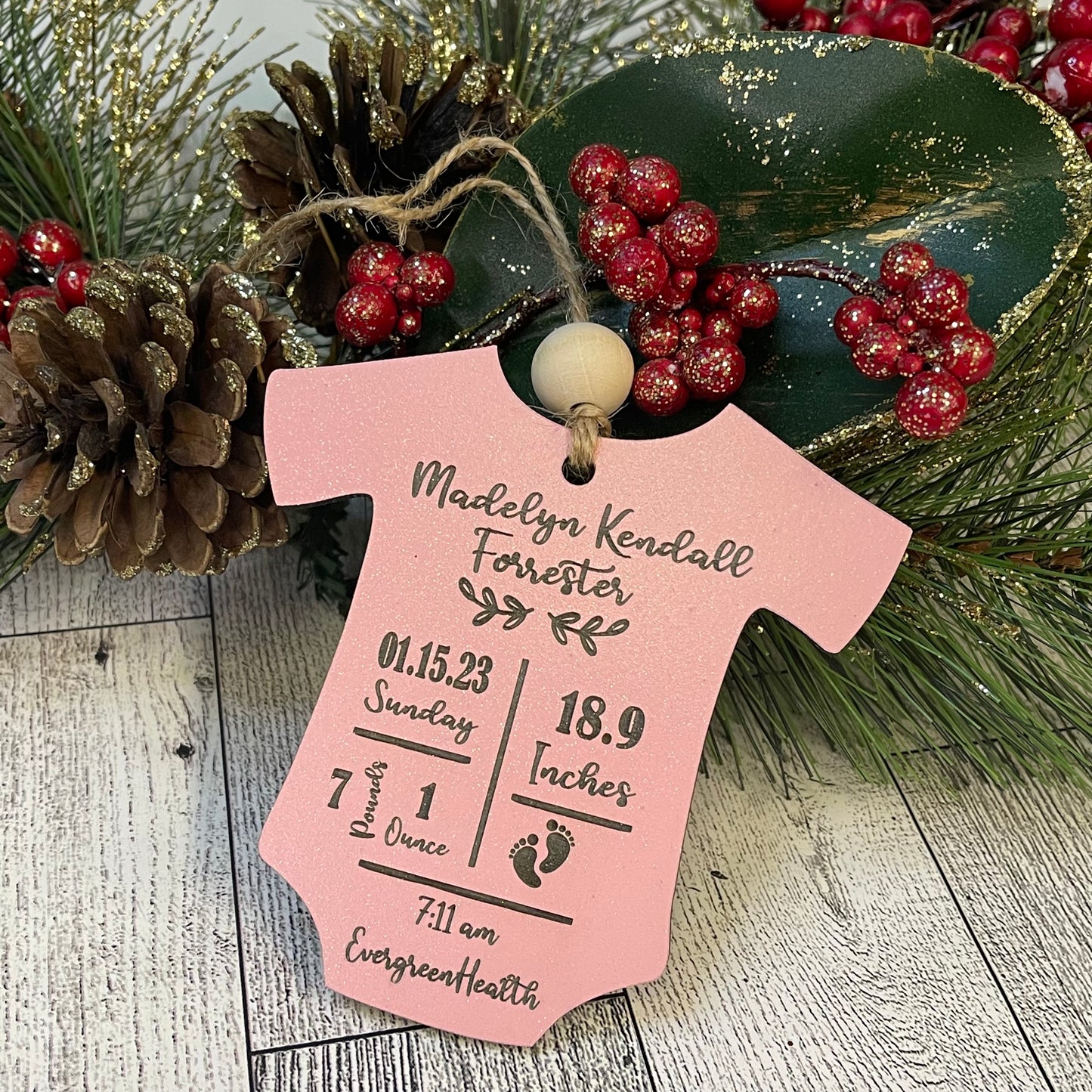 Birth Stat Ornament, onesie ornament