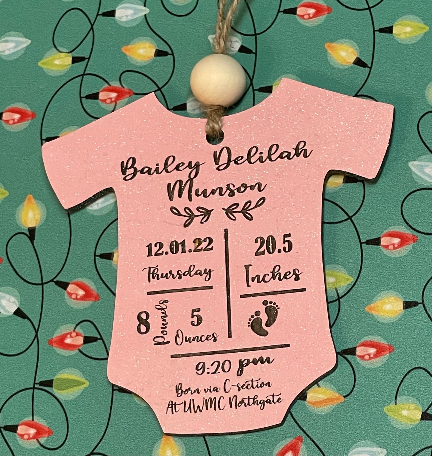 Birth Stat Ornament, onesie ornament