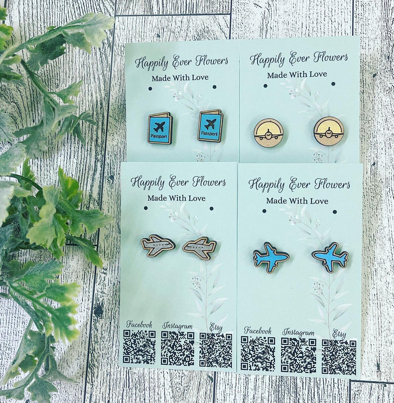 Travel studs, travel earrings, airplane earrings, passport earrings