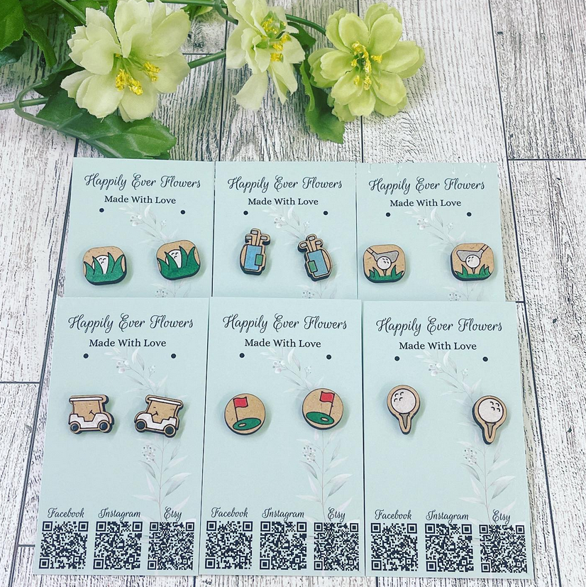 Golf studs, golf earrings, gift for golf lover, golfer earrings
