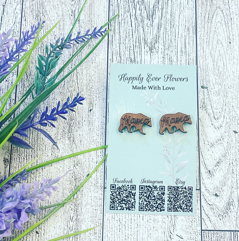 Mama bear studs, mama bear earrings, mom earrings, gift for mom