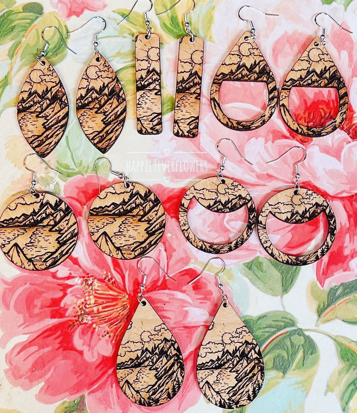 Mountain earrings, mountain scenery earrings