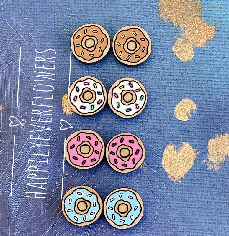 Donut stud earrings, donut earrings, earrings for donut lovers