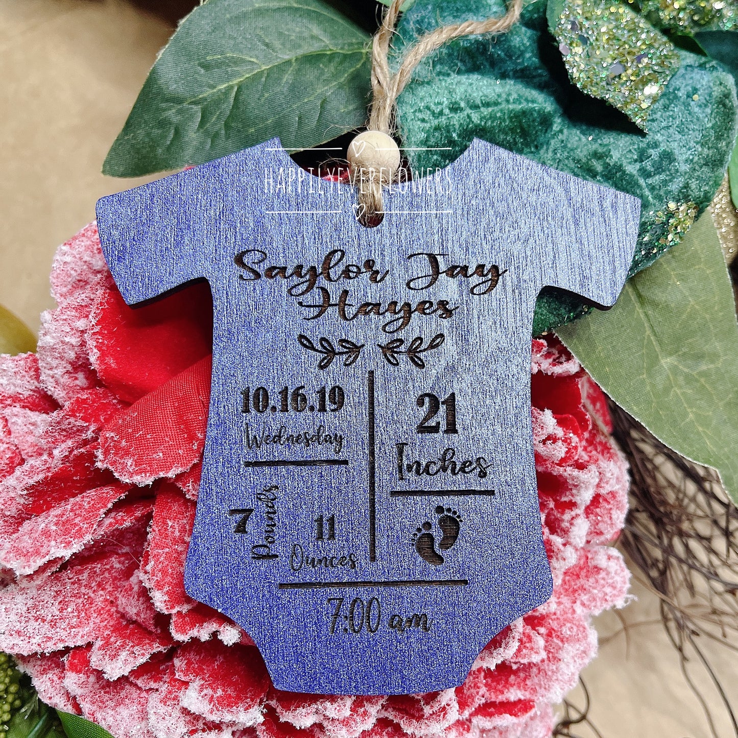 Birth Stat Ornament, onesie ornament
