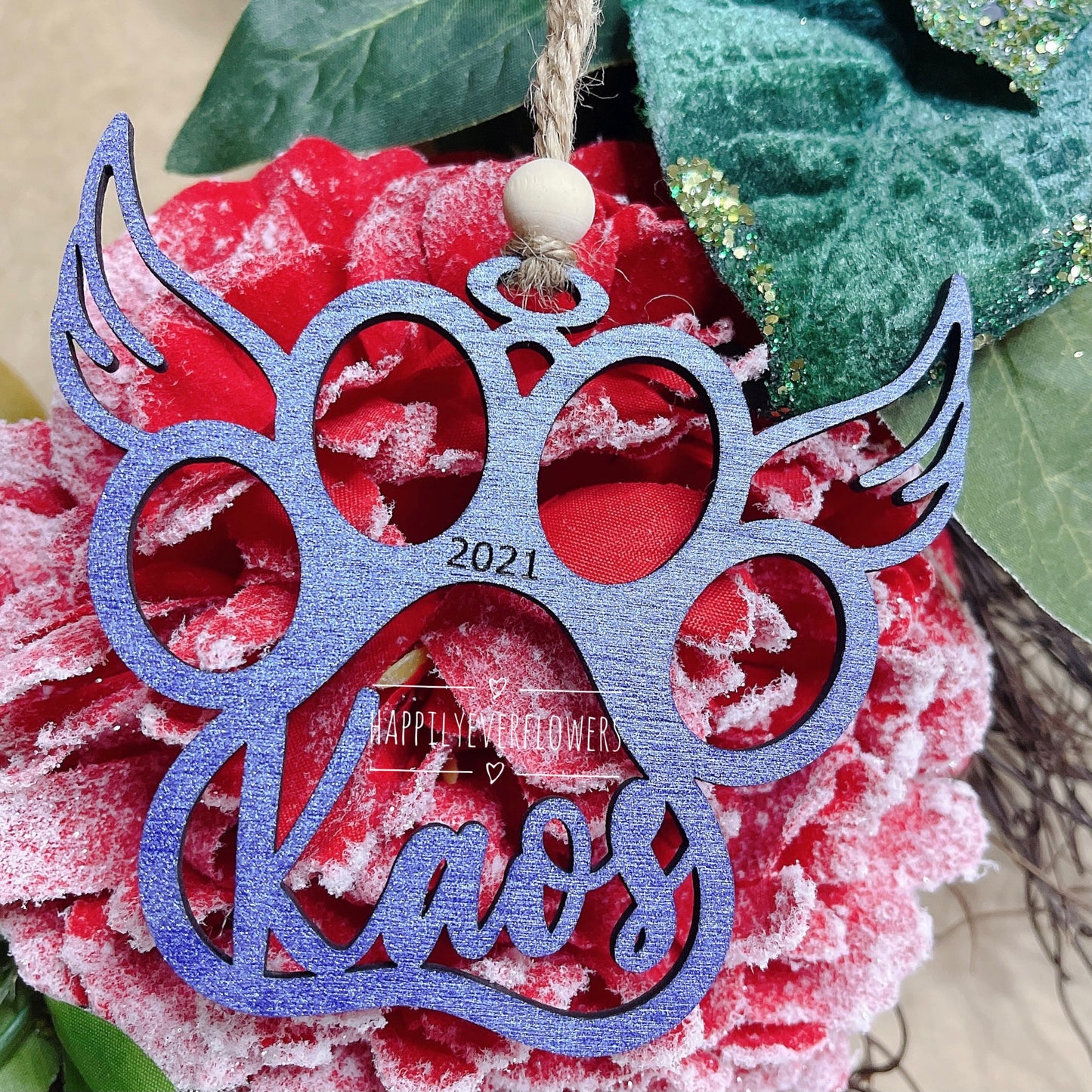 Dog Paw Personalized Ornament with Angel Wings