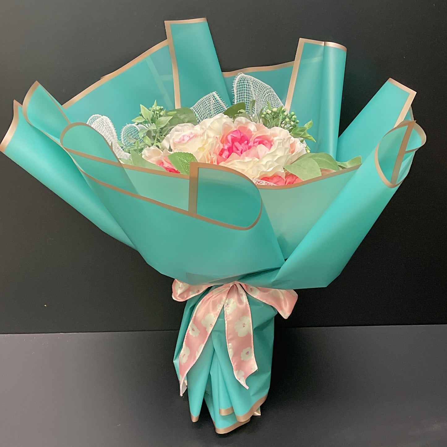 Silk Flower Bouquet - White and Pink