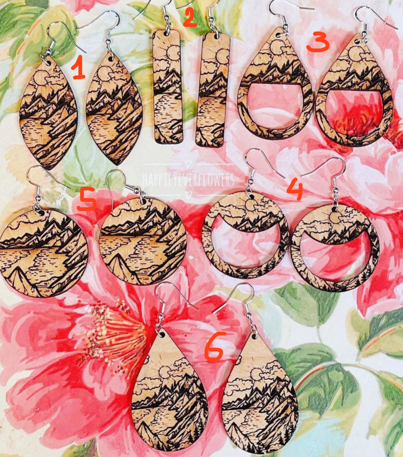 Mountain earrings, mountain scenery earrings