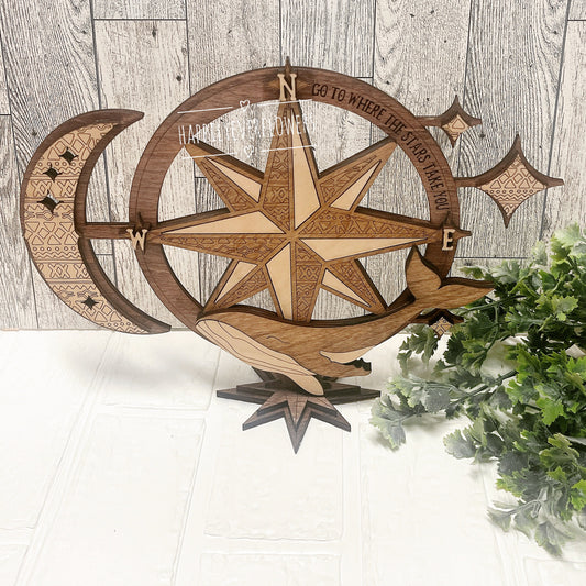 Go Where the Stars Take You - Wooden Compass