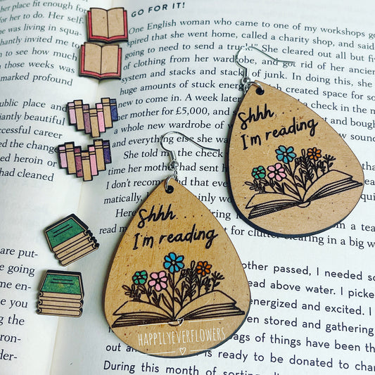 Bookworm Earrings, book lover earrings
