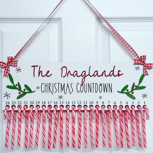 Candy cane Christmas countdown sign, personalized Christmas countdown sign