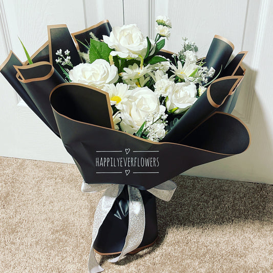 Silkflower Custom Bouquet - Black and White
