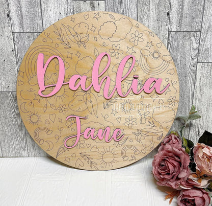 Round Nursery Name Sign