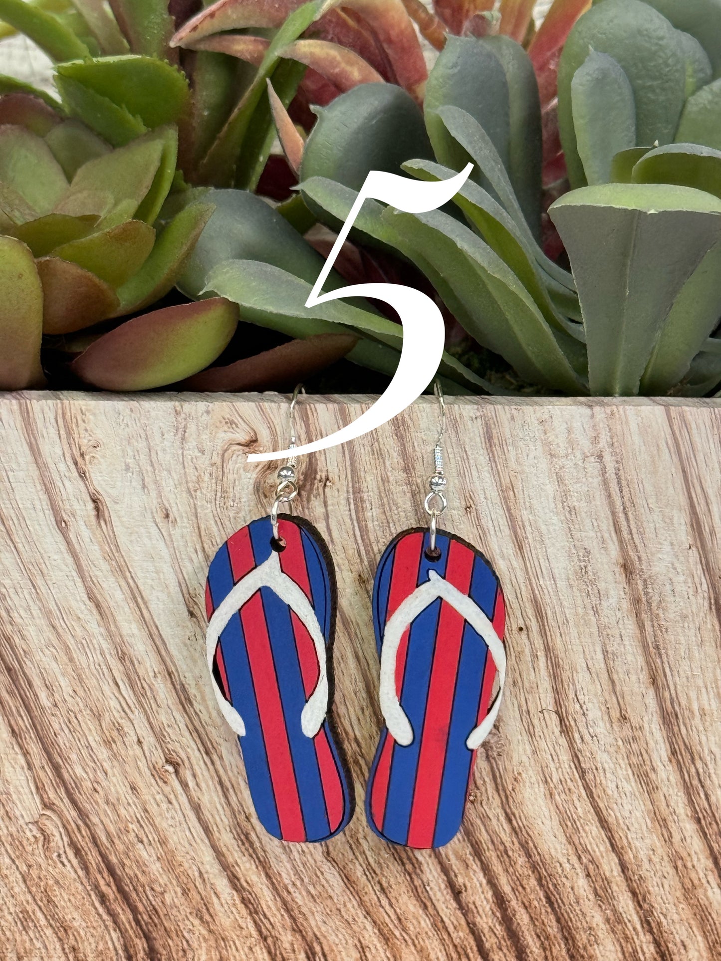 4th of July earrings, Independence Day earrings, American flag earrings, red blue white earrings, sunflower, peace, popsicles, flip flops, sunglasses, victory hand