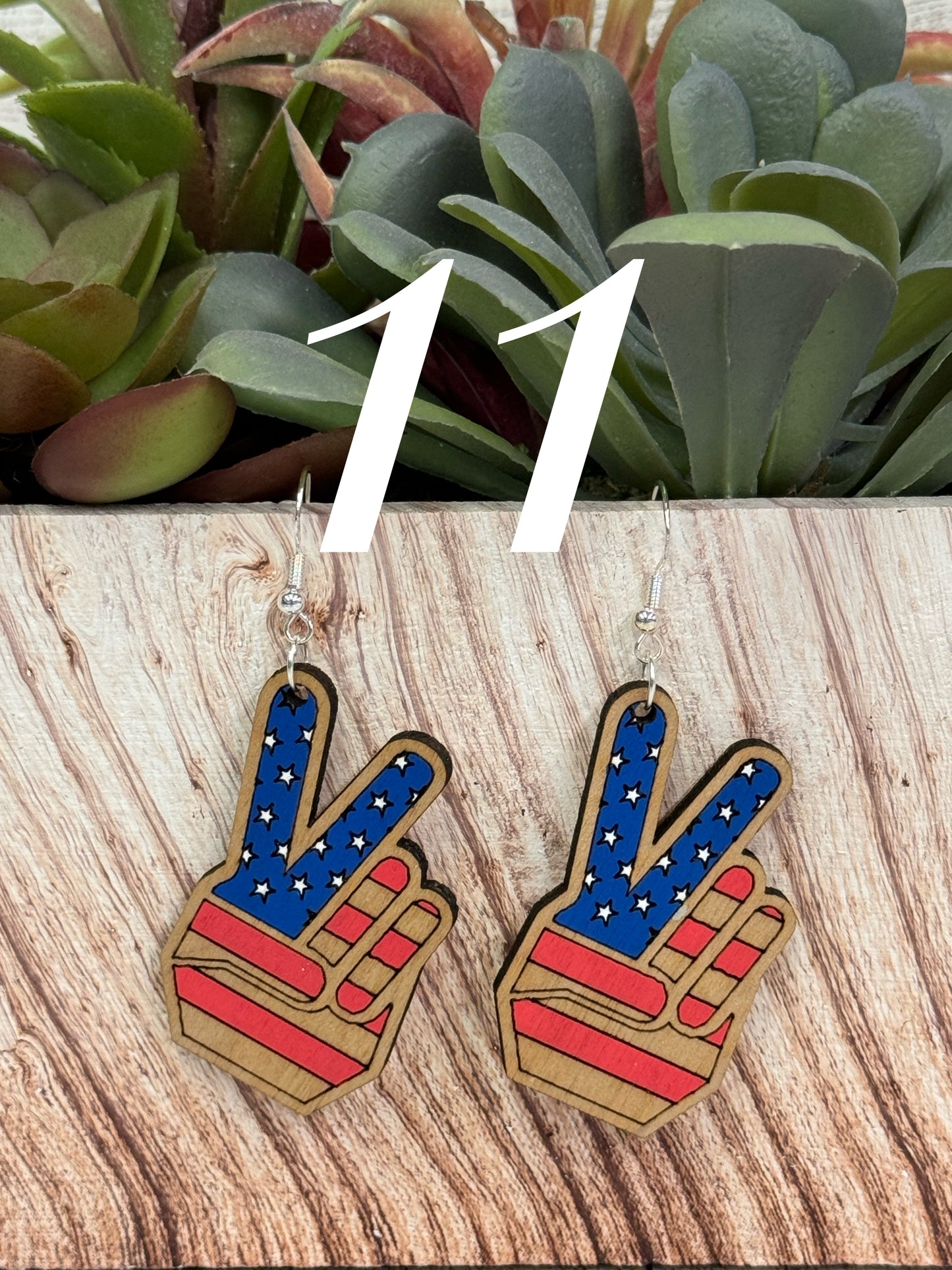 4th of July earrings, Independence Day earrings, American flag earrings, red blue white earrings, sunflower, peace, popsicles, flip flops, sunglasses, victory hand