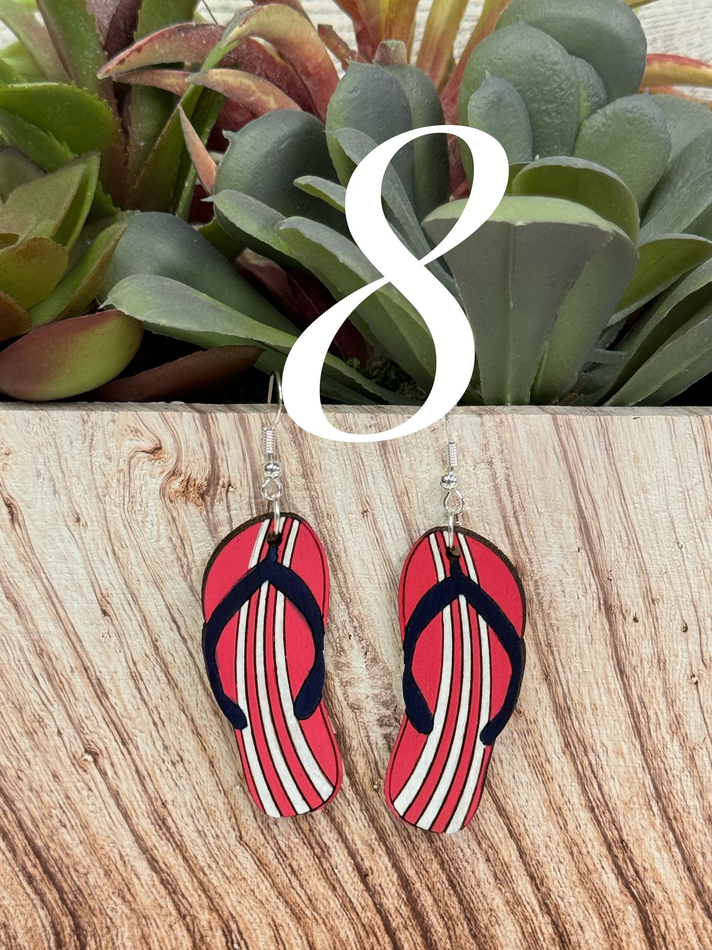 4th of July earrings, Independence Day earrings, American flag earrings, red blue white earrings, sunflower, peace, popsicles, flip flops, sunglasses, victory hand