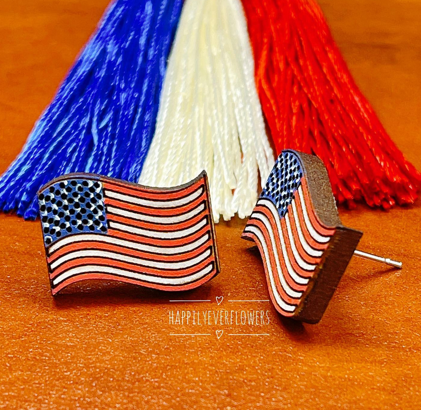 American earrings, July 4th earrings, Memorial Day earrings, red white blue earrings, studs