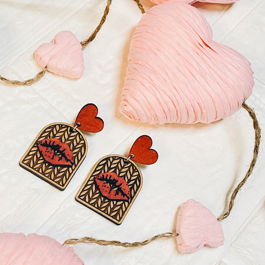 Lips Kiss Earrings, Valentine's Day Earrings