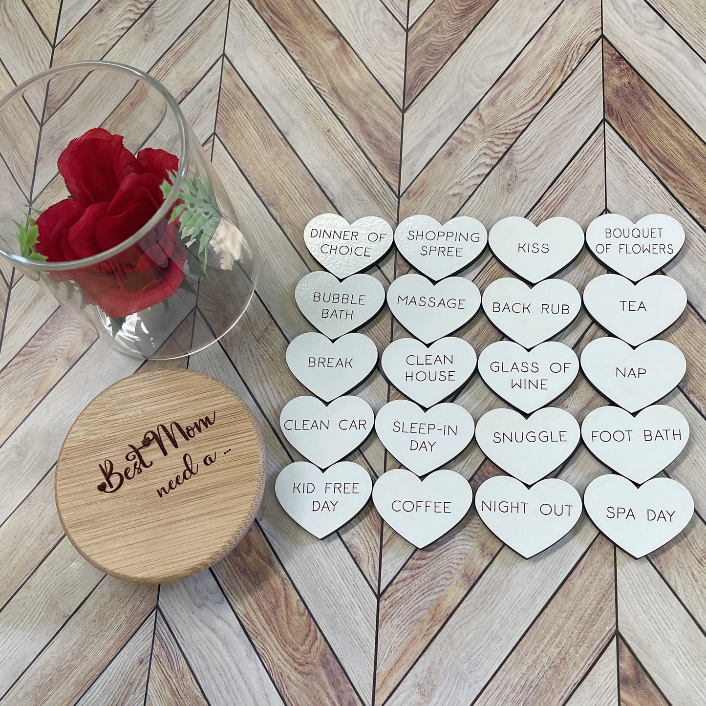 Engraved Wooden Tokens, Best Mom Treat, Mother's Day Gift, Activity Token Jar