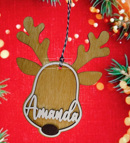 Personalized Reindeer Ornament, cute reindeer ornament