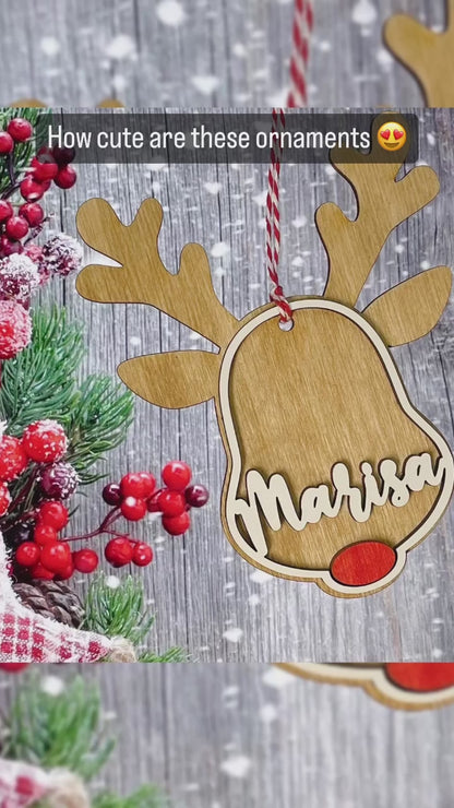 Personalized Reindeer Ornament, cute reindeer ornament