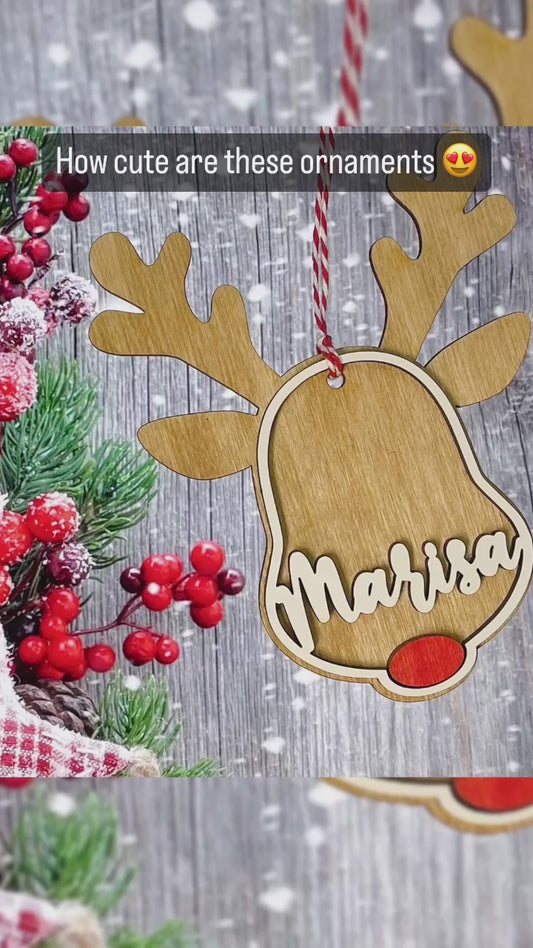 Personalized Reindeer Ornament, cute reindeer ornament